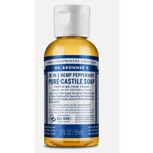 10 Dr Bronner's 18-In-1 Peppermint & Baby Unscented Castile Magic Soap 2 Fl Oz